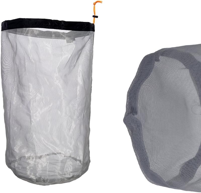 VGEBY Mesh Stuff Sack, Nylon Mesh Stuff Storage Sack Drawstring Mesh Camping Sack for Camping Hiking(XXL-Black)