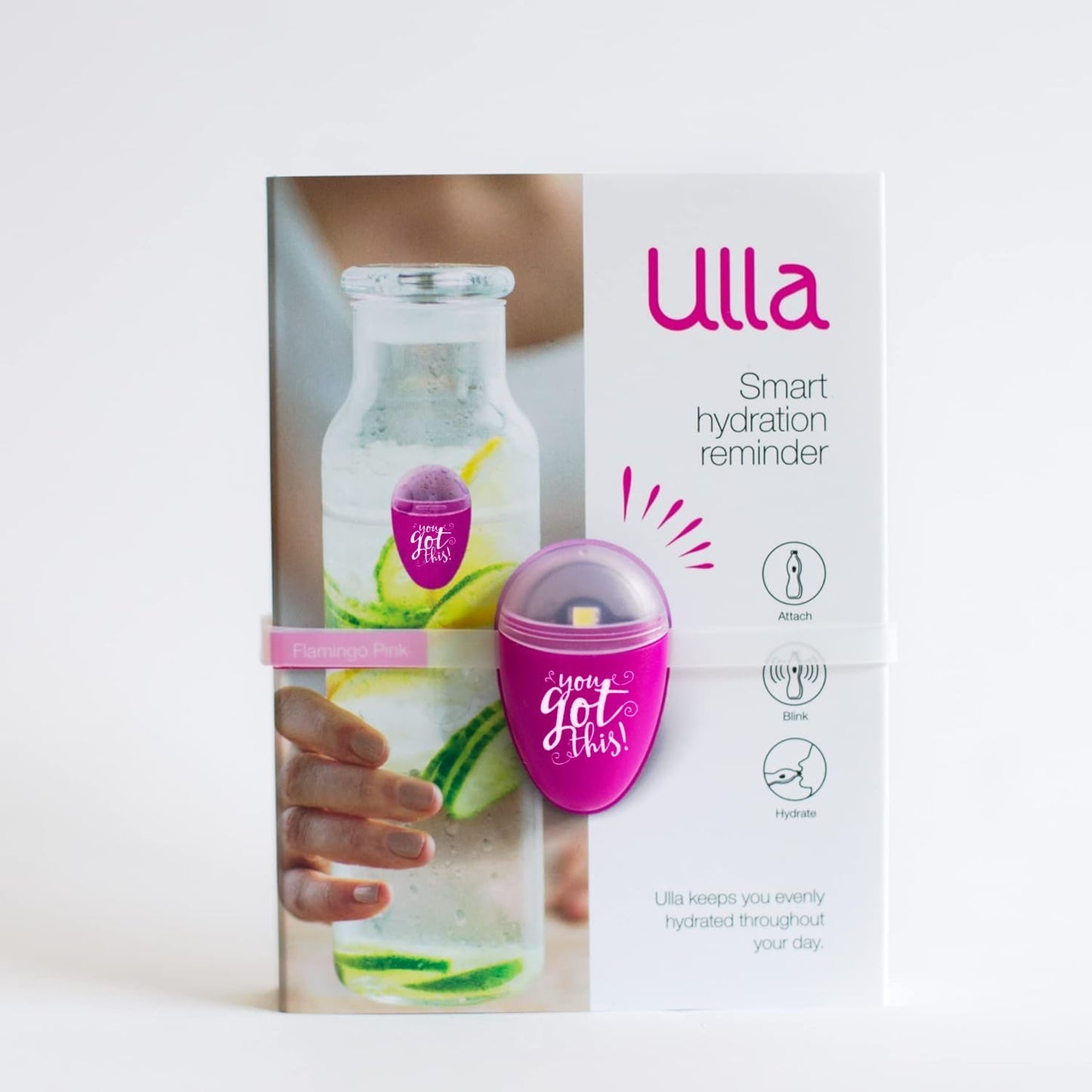 ULLA Drink Water Reminder, Smart Light for Water Bottle, Fits Most Bottles, Lights Up when Time to Drink, Hidrate Smart Water Bottle Reminder to Drink, Smart Hydration Reminder, Water Tracker - CACTUS