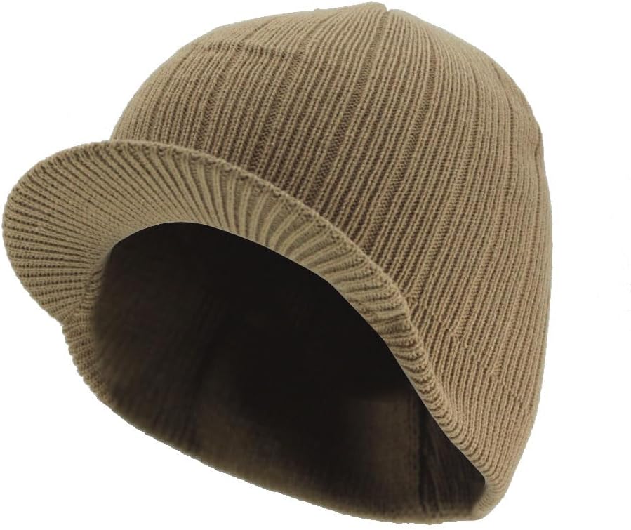 The Vintage Year Plain Sports Visor Billed Knit Radar Cuff Beanie