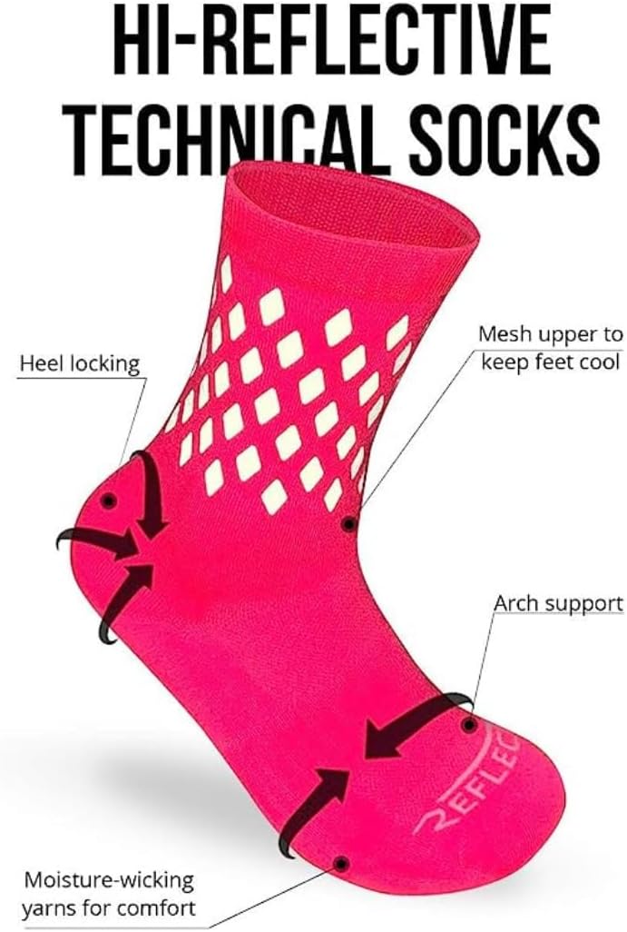 Reflective Socks - High Visibility Sports Socks Cushioned, Biomotion Safety Gear for Outdoor Athletes