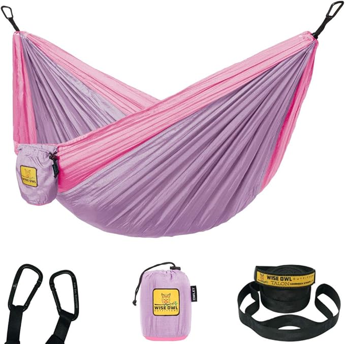 Wise Owl Outfitters Hammock for Camping Hammocks Gear for The Outdoors Backpacking Survival or Travel - Portable Lightweight Parachute Nylon - Up to 500lbs