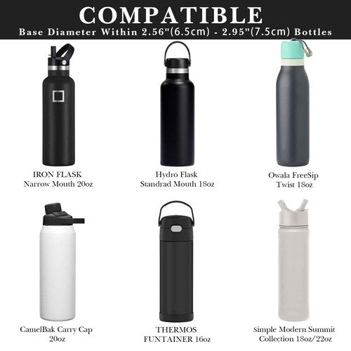 Linkidea Water Bottle Carrier with Shoulder Strap Compatible with Hydroflask Standard Mouth 18oz, CamelBak Carry Cap 20oz,Waterbottle Sling Bag Holder (Black)