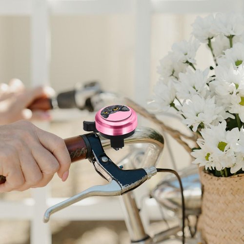 WIRESTER Pink Aluminum Round Bike Bell, Classic Ring Bicycle Bell, Bike Accessories Bell Ring for Adults Kids Girls Boys - Black Bombay Kitten Cat