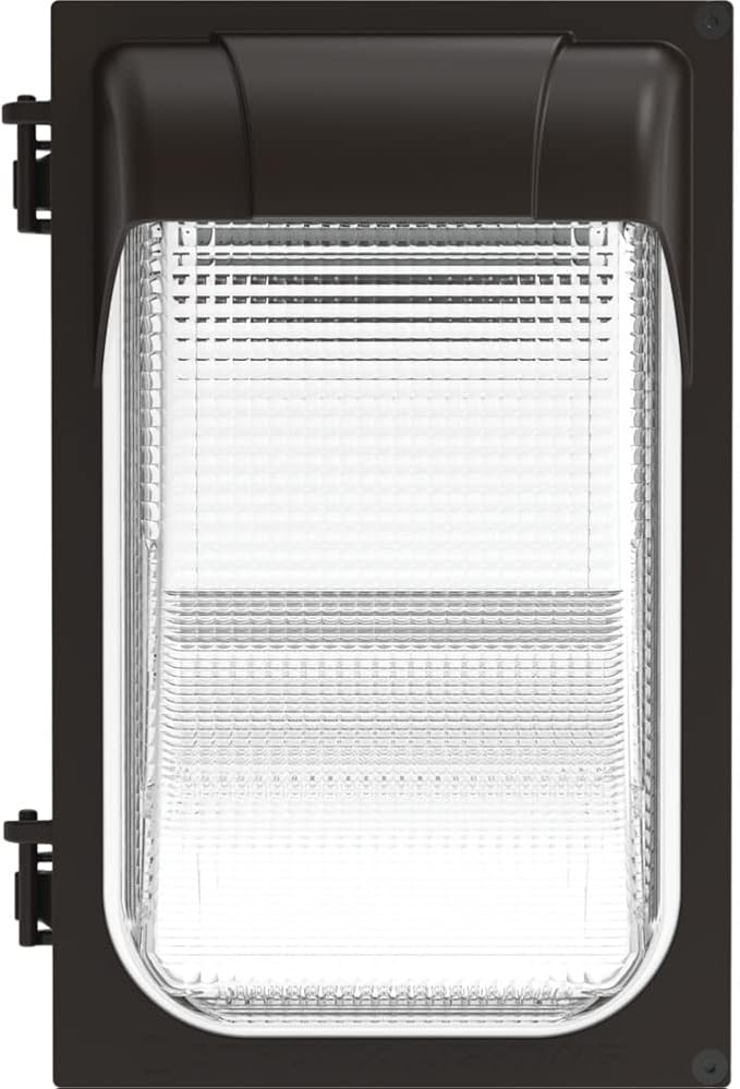 Lithonia Lighting 7.5" Mini LED Wall Pack Outdoor Light Fixture, Building Wall Light, Adjustable Lumens, 5000K Daylight, MVOLT 120-277V, IP65, Glass Lens, Bronze (TWX1 LED ALO 50K MVOLT DDBTXD)