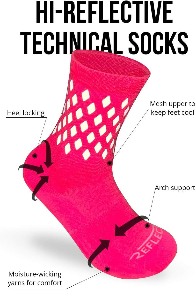 Reflective Socks - High Visibility Sports Socks Cushioned, Biomotion Safety Gear for Outdoor Athletes