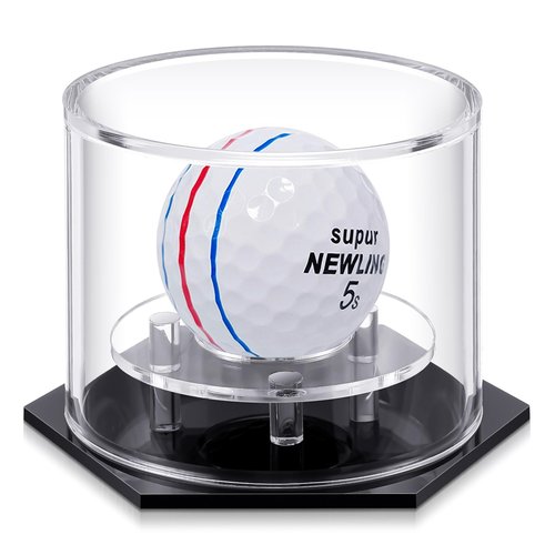 Foilswirl Golf Ball Display Case 3.9 x 2.7 Inch Acrylic Golf Ball Holder Clear Single UV Protection Golf Ball Display Holder Stand for Storage Collections Showcase Gift