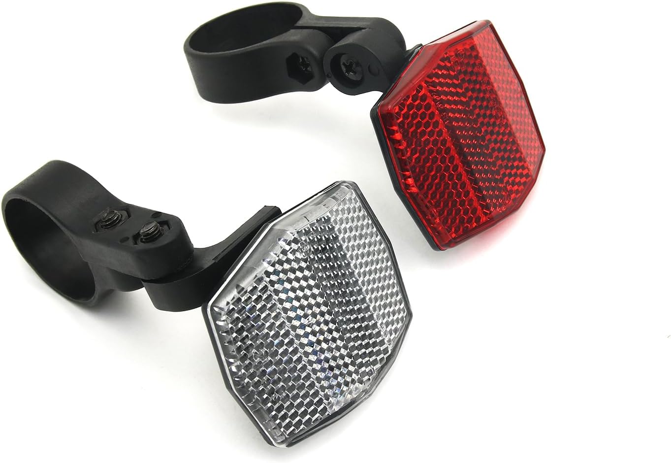 Quality Kids(Small) Bike Front&Rear Reflectors Kit for Handlebar and Seatpost (RED+White)