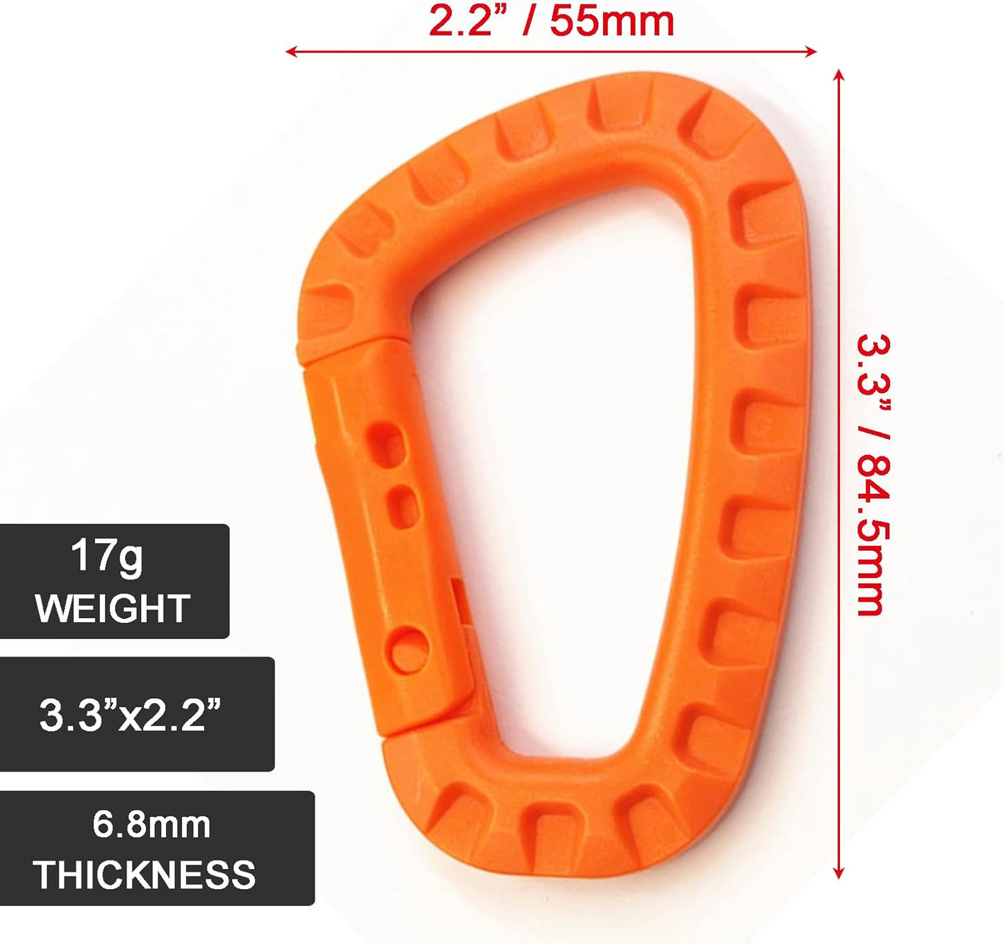 Tactical Gear Clips Plastic Carabiner Keychain Clip D-Rings Spring Snap Hook for Backpack, Molle System, Bag, Key Chain