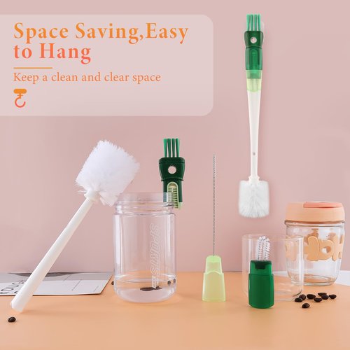 5 in 1 Water Bottle Brushes for Cleaning, Easily Cleans The Cup Mouth, Lid, Bottom, and Straw.Multifunctional Insulation Bottle Cleaning Tools, Home Kitchen Cleaning Tools