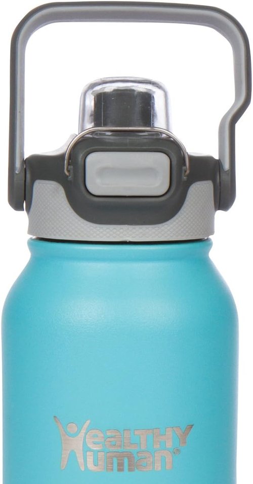 Healthy Human FLIP N SIP Lid | Leak-Proof Water Bottles Lid | Dishwasher Safe & Durable Bottle Caps with Snap Metal Clip & Wide Mouth for All Healthy Human Bottles
