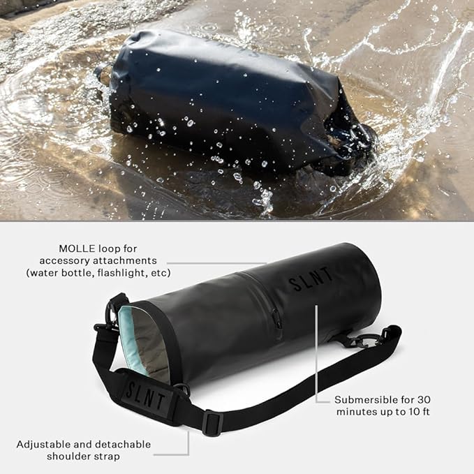 Silent Pocket SLNT Waterproof Faraday Dry Bag Military-Grade Nylon 10 Liter Faraday Bag - RFID Signal Blocking Dry Bag/Waterproof Backpack Protects Electronics from Water, Spying, Hacking