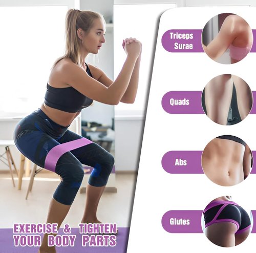 Pure Passion Yoga Fabric Resistance Band Set | 3 Tension Bands with Carrying Bag | Fabric Resistance Bands for HIPS & Glutes Workouts