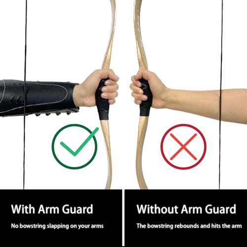 Luoyer Archery Arm Guard with Adjustable Strap Traditional Armguard Forearm Protector Medieval Arm Bracer PU Leather Protective Archery Gear for Recurve Bow Longbow Men/Women (Black)