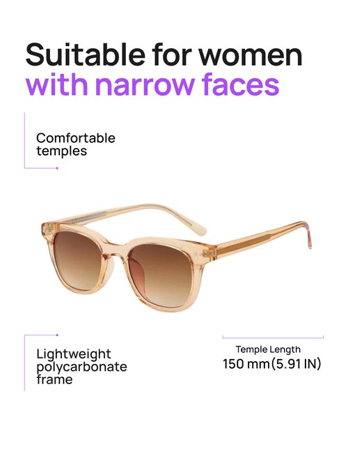 Optik U Polarized Square Sunglasses for Women 100% UV Protection 6229 C4 (Beige)