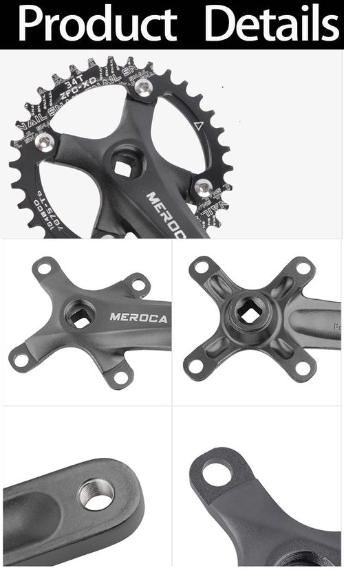 Suprwin Square Taper Crankset | Mountain Bike Bicycle Crankset |Narrow Wide Chainring 170mm Crank Arm | Suitable for Single Speed Chains & Pedals | Compatible with 8/9/10/11 Speed Bikes (32T)