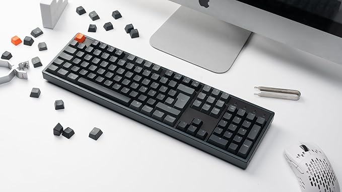 Keychron K10 RGB Full Size Layout Hot-Swappable Mechanical Keyboard for Mac Windows, Multitasking 104-Key Bluetooth Wireless/USB Wired Gaming Keyboard with Keychron K Pro Red Switch Aluminum Frame