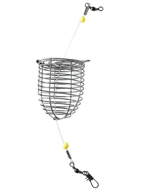 Drchoer Carp Fishing Bait Cage: 10-Piece Stainless Steel Carp Rig Feeder - Catfish Bait Holder Fishing Rig Attachment (Transparent Line Leader(1mm), Medium)