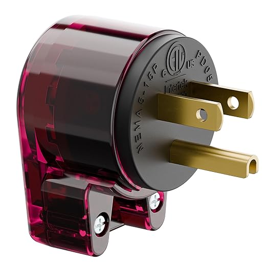 5 Pack Nema 5-15P Plug, 90 Degree Right Angle Plug 15A 125V Angled Plug, Nema 5-15P DIY AC Plug, USA 3-Prong Household Right Angle AC Plug, Red Color ETL Verified