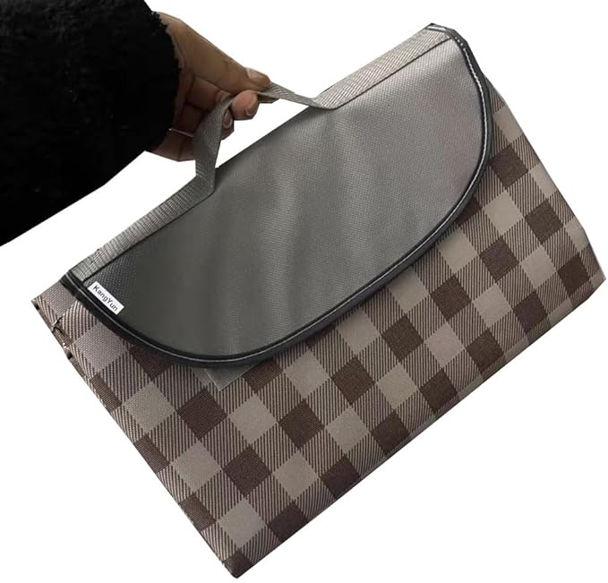 Outdoor Picnic Blanket, Foldable Waterproof Sand Beach Mat,Large 80x60in Beach Camping Hiking Travel Family Concerts Portable Beach Blankets (Brown)