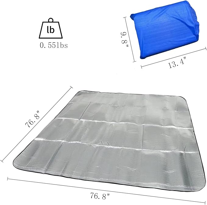 Wind Tour Outdoor Double-Sided Moisture-Proof Aluminum Foil Foam Pad Waterproof and Insulating Foil Mat Picnic Mat Camping Mat for Beach Tent and Camping