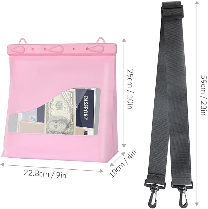 LAQ DESiGN STAYDRY Waterproof Dry Bag with Shoulder Strap for Kayaking, Fishing, Diving, Hiking, Camping, Beach Waterproof Bag, Secure Closure To Keep Your Valuables Dry-Large (Pink)