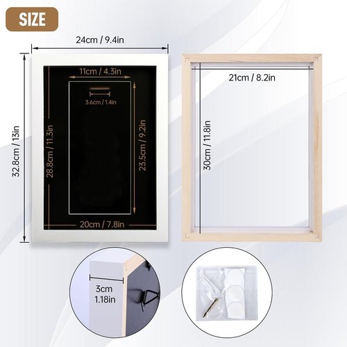 Solid Wood Medal Display Case, Display Frame for Display and Storage of Sports Medals, Military Medals, Badge (White, 9x13inch)