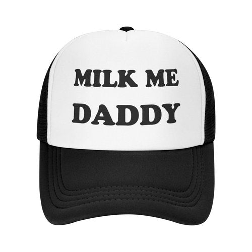 Milk Me Daddy Hat Funny Trucker Hats Adjustable Classic Fishing Cap for Men and Women Black