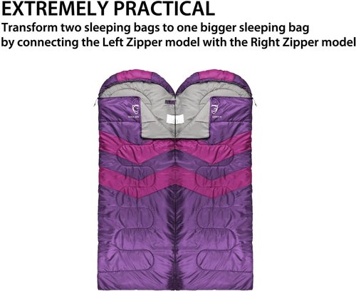 Gold Armour Sleeping Bags for Adults Cold Weather & Warm - Backpacking Camping Sleeping Bag for Kids 10-12, Girls, Boys - Lightweight Compact Camping Essentials Gear Accessories, Right Zipper