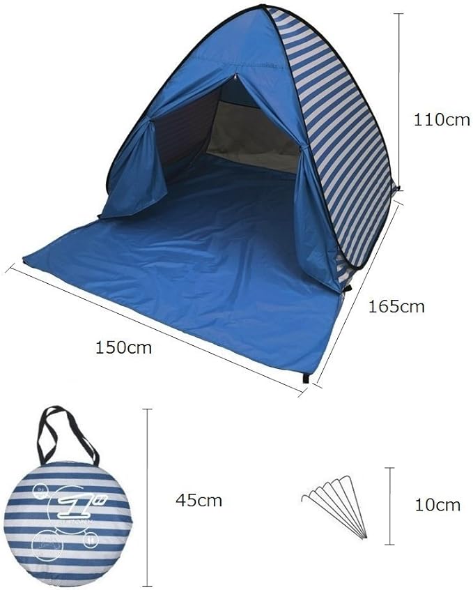 YBK Tech New Stripe Style Automatic Pop Up Beach Tent UV Protection Instant Portable Quick Cabana Sun Shelter for 2-3 Persons (Pink)