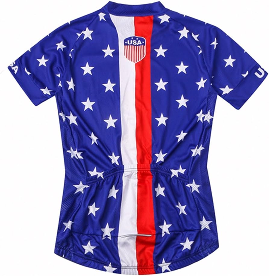 Weimostar Men's USA Cycling Jersey Short Sleeve Biking Shirts Breathable with Pockets