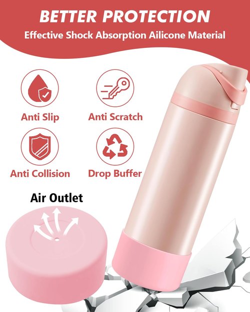 Replacement Lid Compatible with Owala FreeSip,Silicone Water Bottle Boot, Anti-Slip Protective Sleeve for Water Bottle (Pink, 32 oz)