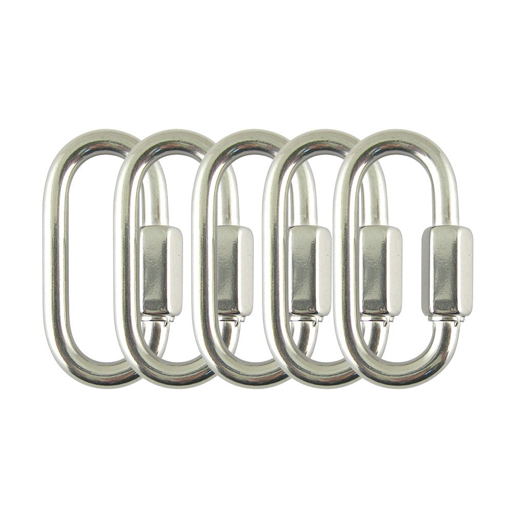 PROTEUS Stainless Steel D Shape Quick Link 5/16 inch, Chain Connector Keychain Buckle, Pack of 5