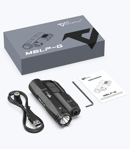 VOTATU M6LP-G High Output Light and Laser Combo Built-in Easy Touch Pad Switch, Rechargeable 3000 LM Flashlight and IIIA Class Green Laser Beam Compatible with Picatinny M-LOK
