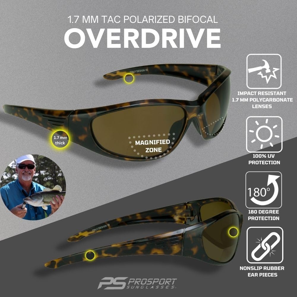 proSPORT Polarized Bifocal Sunglass Readers Fishing Driving Sport Motorcycle Anti-Glare Wrap Full Frame Large UV Men Women