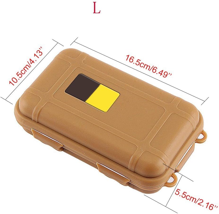 Outdoor Shockproof Box, Plastic Tool Box Enclosure Airtight Survival Case Container Storage Travel Sealed Container Carry Box for Travelling Camping Fishing (L, Mud Color)