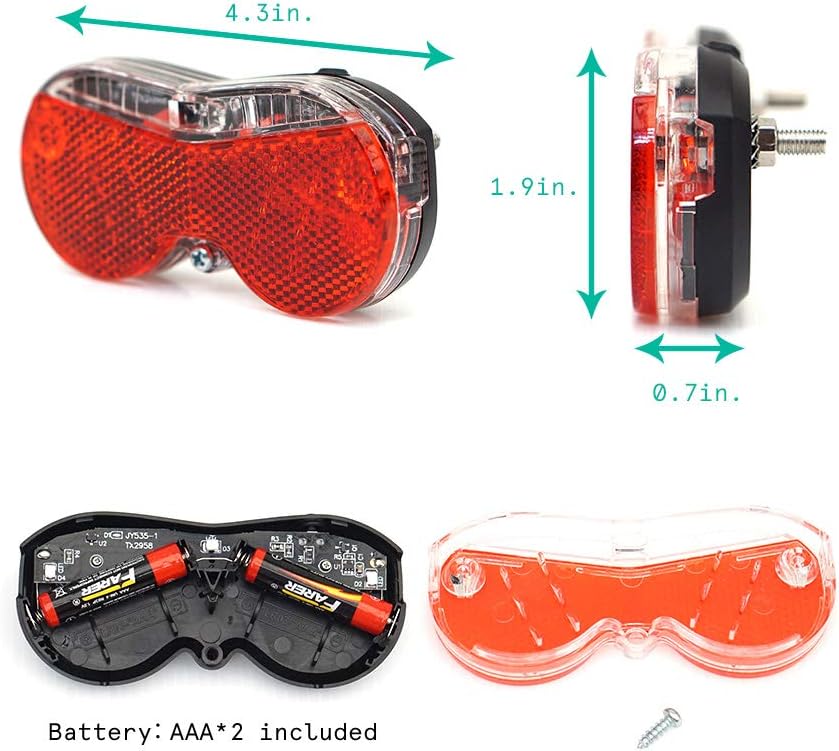 Vincita Rear Carrier Light 3 Super Bright Red LED, Quick-Release with Batteries for Bicycles & Bikes