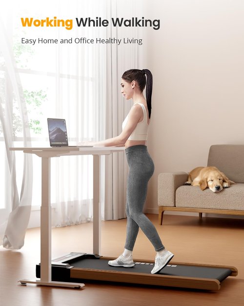 FYC Wooden Walking Pad Treadmill - Quiet, Compact for Home Use - 265lbs Capacity, Remote Control, Installation - Free, Ideal Walking Pad for Small Spaces