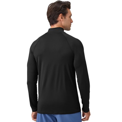 CICI FIVE Quarter Zip Pullover Men Long Sleeve 1/4 Zipper Golf Sweatshirts Sun UPF 50+ Shirts Rash Guard for Fishing Running Athletic Workout Black
