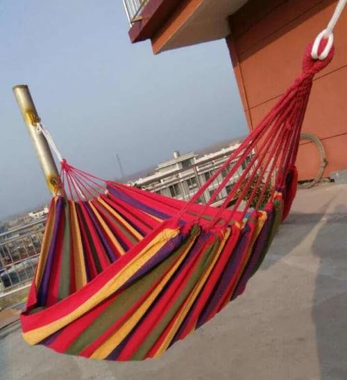 Double Cotton Hammock! Soft, Breathable, and Easy to Carry! Perfect for Relaxing by The Water, at The Park, or in Your Backyard!!! Indoors or Outdoors! Large Size! 2 Carabiners Included for Safety :