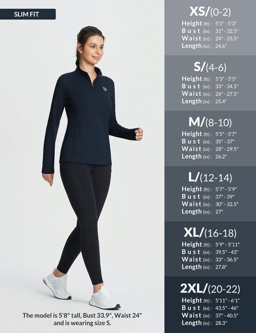 baleaf Women's Fleece Running Jackets Half Zip Pullover Thermal Shirts Athletic Cold Weather Gear Winter Zip Pockets Navy L