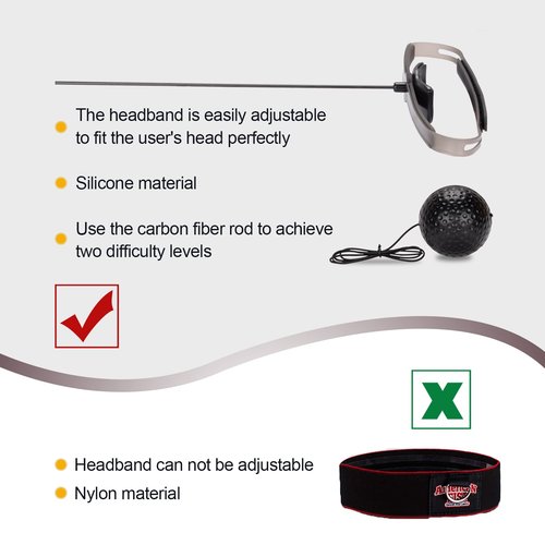 Hikeen Boxing Reflex Ball, MMA Boxing Equipment Adjustable Length for Adults and Kids, Agility Training Punching Speed and Hand Eye Coordination Training 2 Difficulty Levels