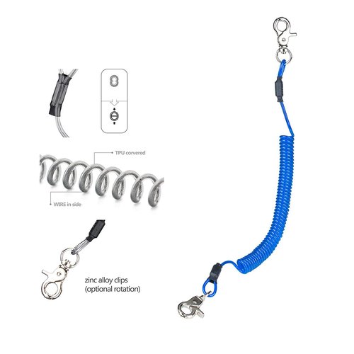 Sunshine Land Multi Color Fishing Heavy Duty Fishing (Pack of 4) Plastic Retractable Coiled Lanyard for Fishing Tools/Rods/Paddles