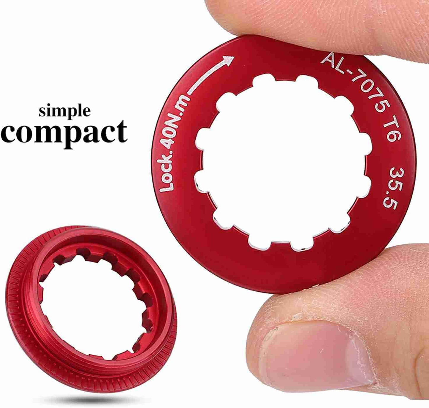 VGEBY Cassette Lockring, Cassette Lock Ring for 7-11 Speed Mountain Bike (Red) Cassette Lockring