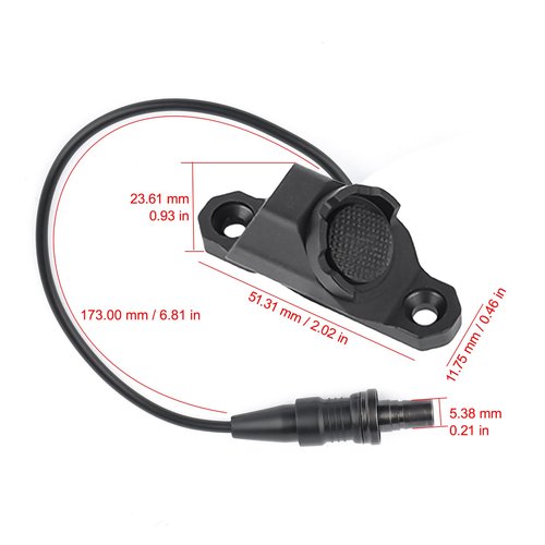 QIRUIMY Remote Pressure Switch with SF Plug for M300 M600 Scout Light Tactical Flashlight Light Switch for Mlok/Keymod Rail Aluminium Alloy Switch (BK)