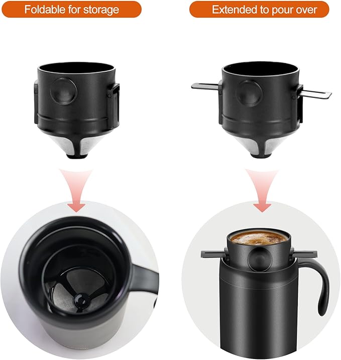 16oz Camping Coffee Maker Pour Over Coffee Maker Set，Camp Pour Over Set，Portable Coffee Kit for Travel, Camping, Offices, Backpacking
