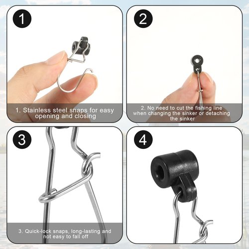 XIHIRCD 50pcs Fishing Weight Slider, Stainless Steel Fishing Line Sinker Slides Practical Sinker Slides Premium Fish Finder Rig Weight Slider for Fishing Tackle Accessories (Black)
