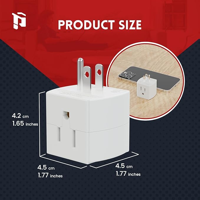 3 Outlet Wall Adapter, 90 Degree 3 Way Plug Adapter Cube Tap, 3 Prong Multi Plug Outlet, Outlet Extender for Home Office School Dorm, ETL Listed, White