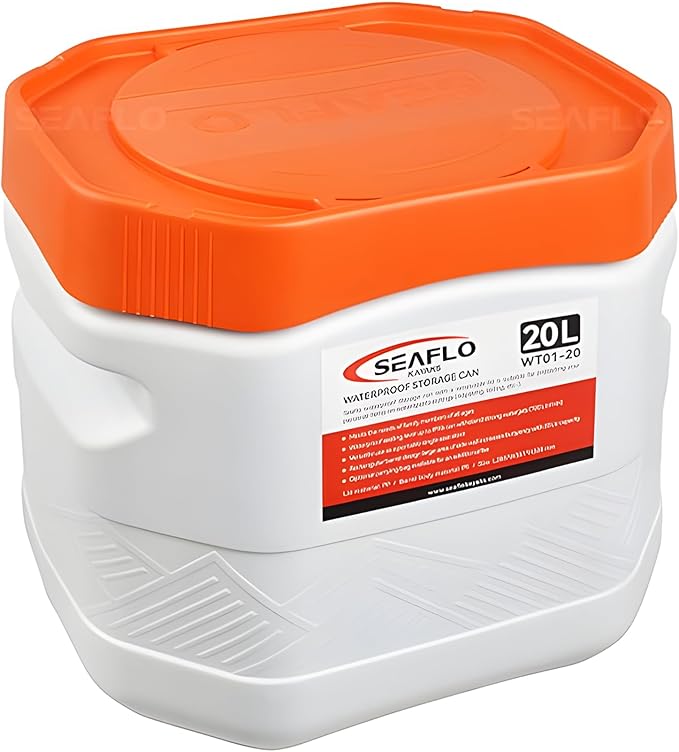 SEAFLO Waterproof Storage Bins with Lid for Marine, RV, Storage, Kayak, Camping 5.28 Gal / 20 L