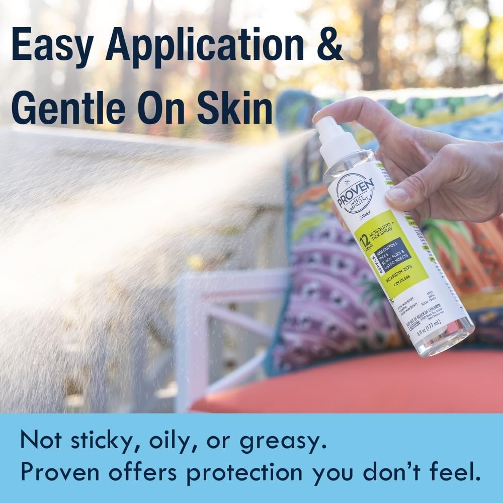 Proven Insect Repellent Spray, Keep Mosquitoes, Ticks and Flies Off, DEET Alternative Repellent, Up to 12-Hour Protection, Great for Camping or Hiking, 6 Ounce, Odorless Spray