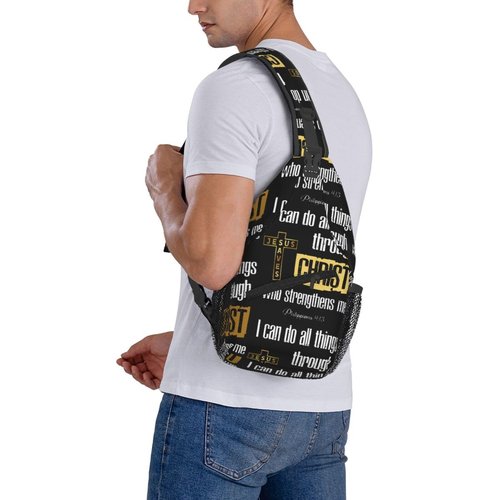 Luirioe Jesus Christian Cross Sling Backpack Shoulder Chest Bag For Men Women Hiking Travel Crossbody Daypack
